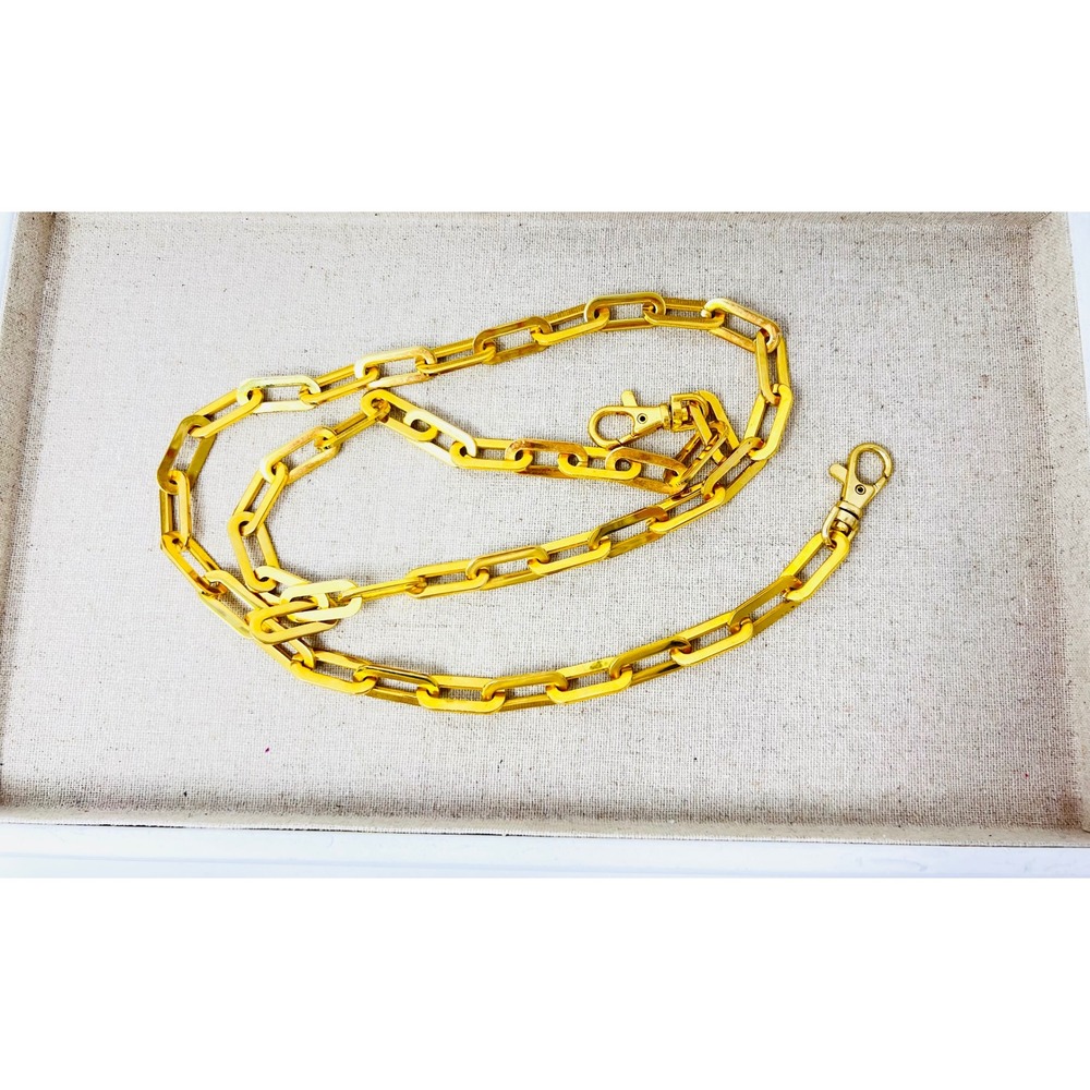 Gold Tone Paperclip Link Handbag Chain Strap Replacement 20.5 Inch Swivel Clasps